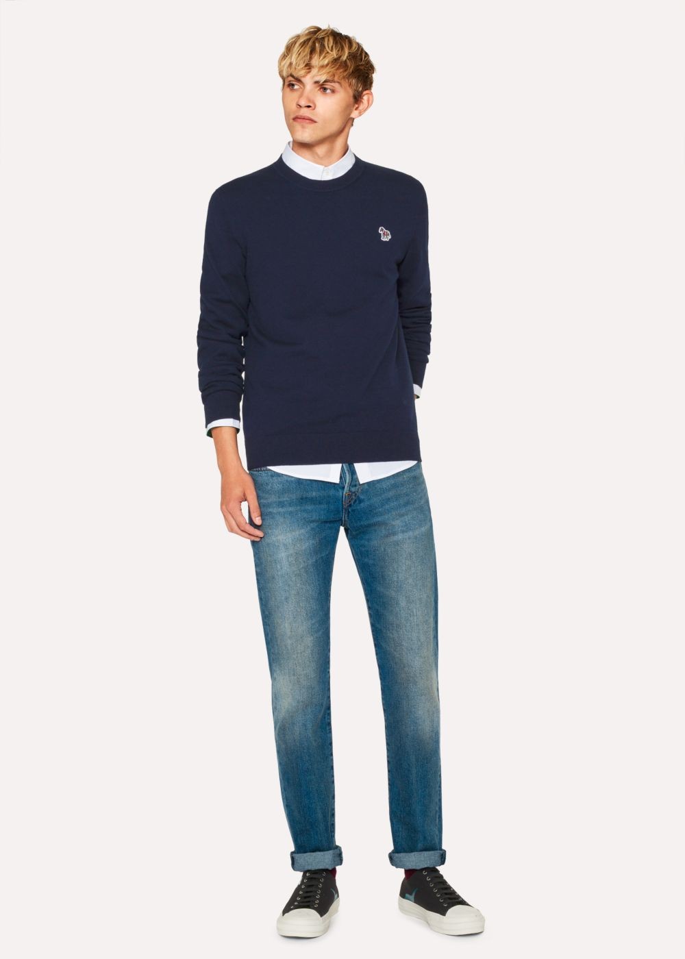 Paul Smith Men's Dark Navy Zebra Logo Cotton-Blend Sweater