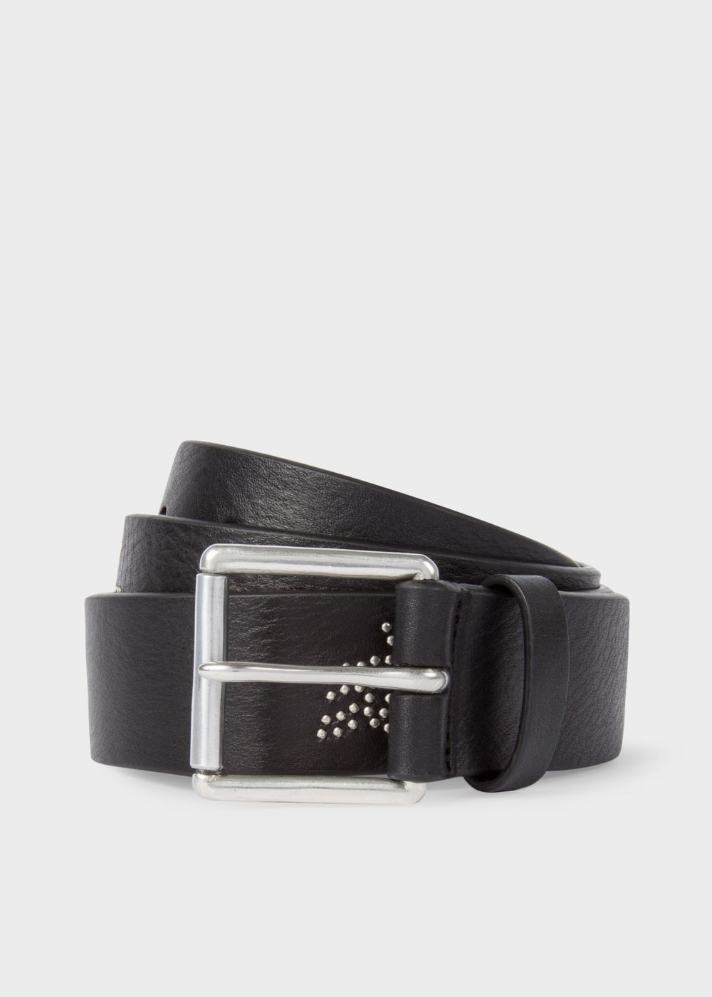 Paul Smith Mens's Black Leather Belt With 'dreamer' Motif Stud Detail
