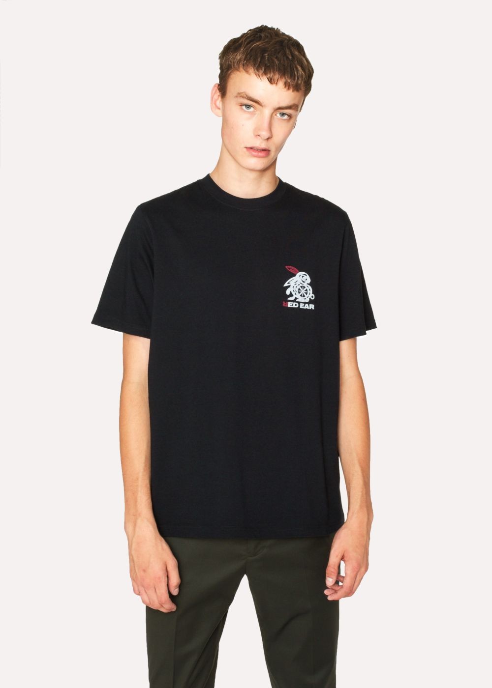Paul Smith Men's Black Red Ear 'rabbit Logo' Print T-Shirts