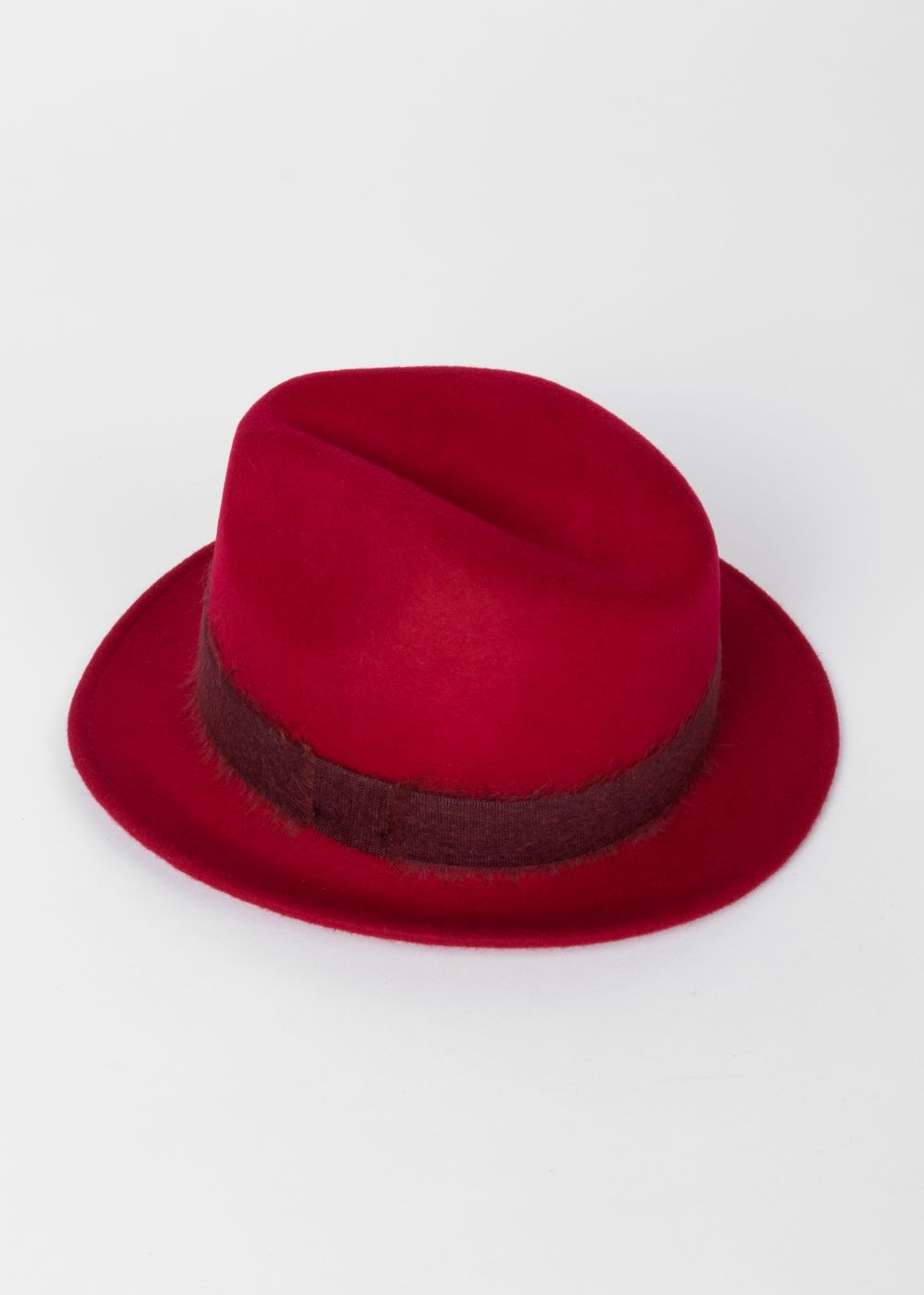 Paul Smith Men's Red Mohair-Band Wool Trilby Cap