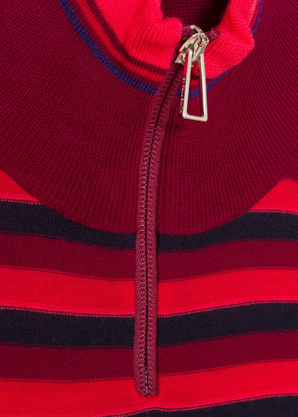 Paul Smith Men's Red Block-Stripe Merino Wool Half-Zip Sweater