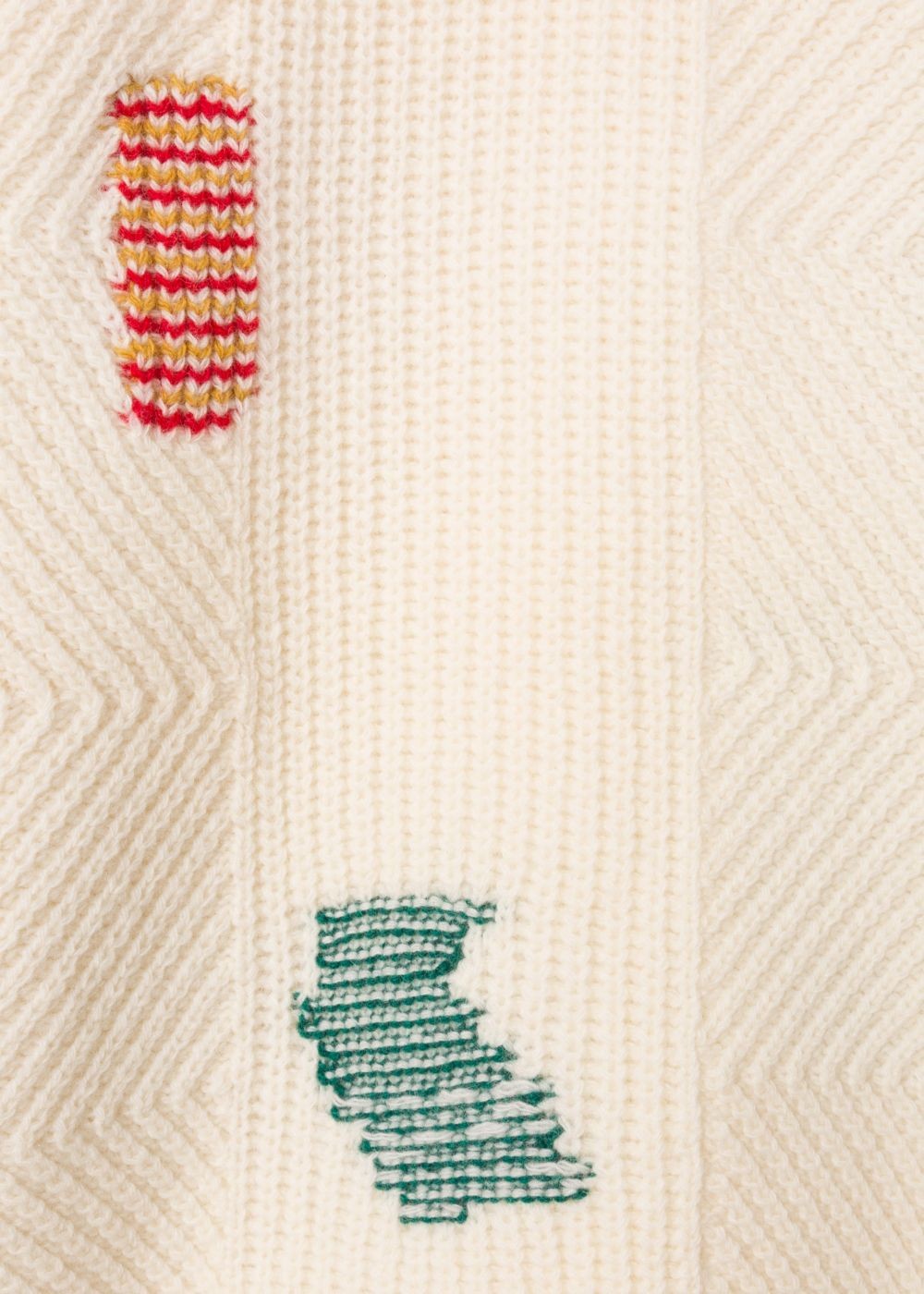 Paul Smith Women's Ecru Wool-Blend Ribbed Sweater With Darning Detail
