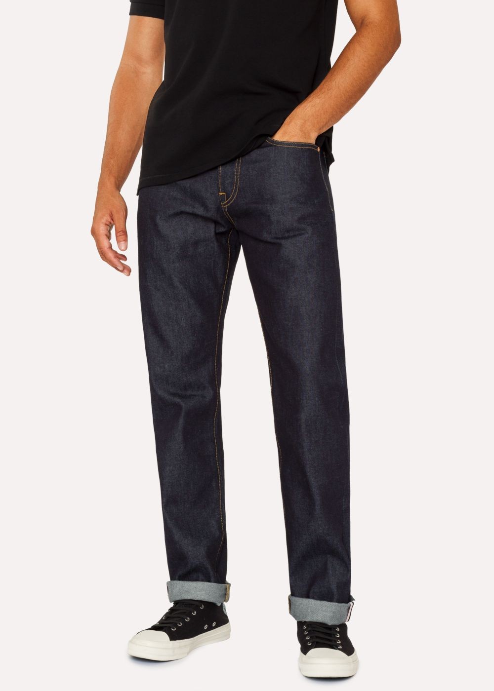 Paul Smith Men's Standard-Fit 13Oz Indigo Rinse 'exclusive And Pink Selvedge' Denim Jeans