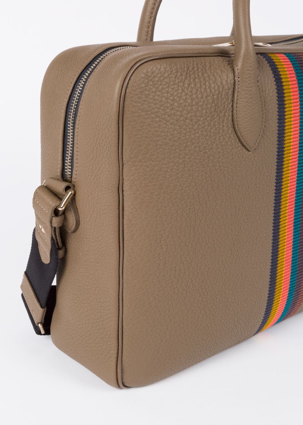 Paul Smith Men's Taupe 'bright Stripe' Leather Business Folio Accessories