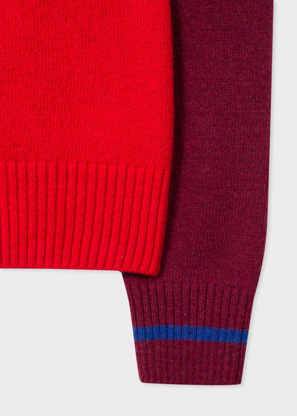 Paul Smith Men's Red And Burgundy Funnel Neck Half-Zip Sweater