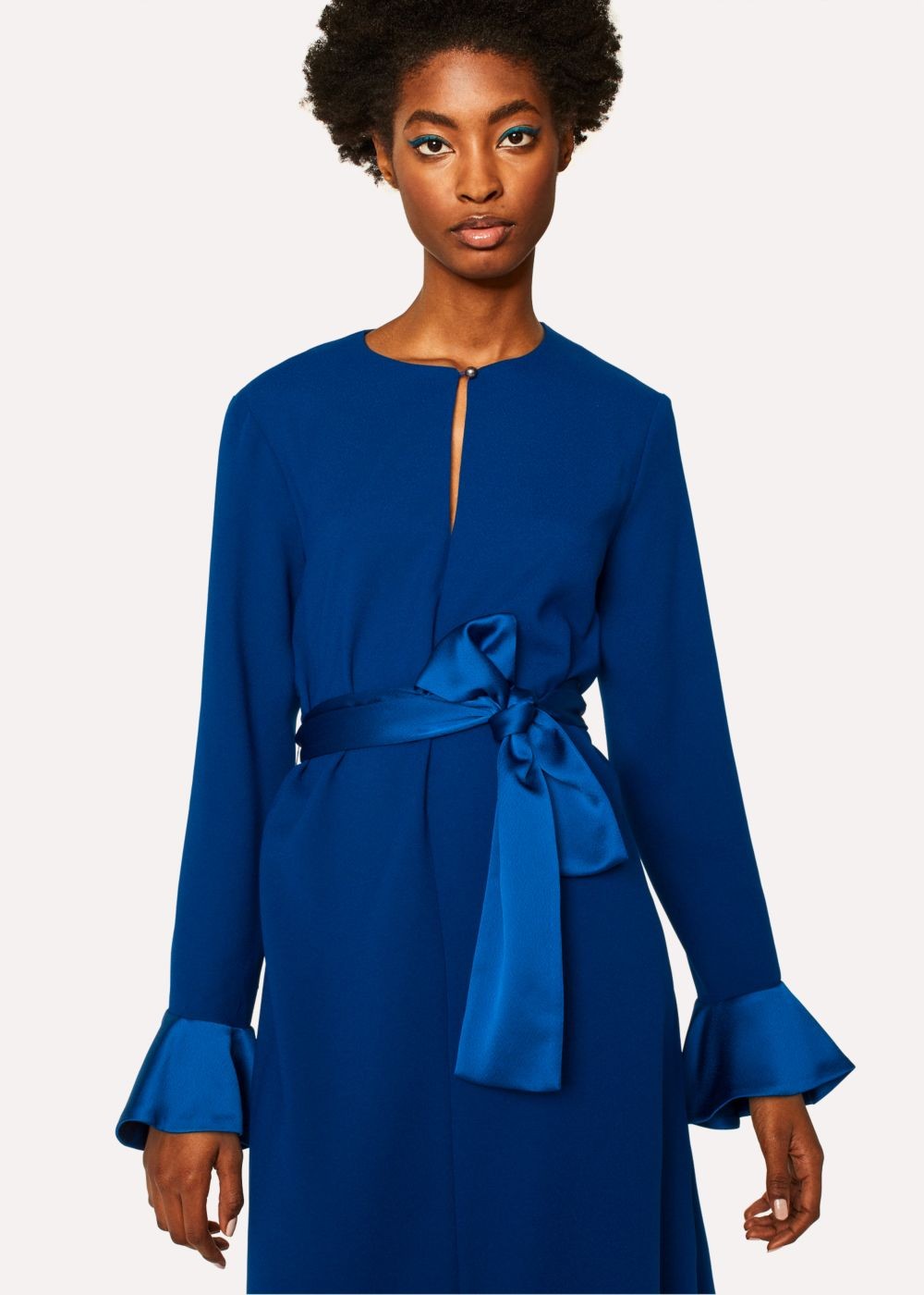 Paul Smith Women's Dark Petrol Dress With Satin Details And Waist Belt