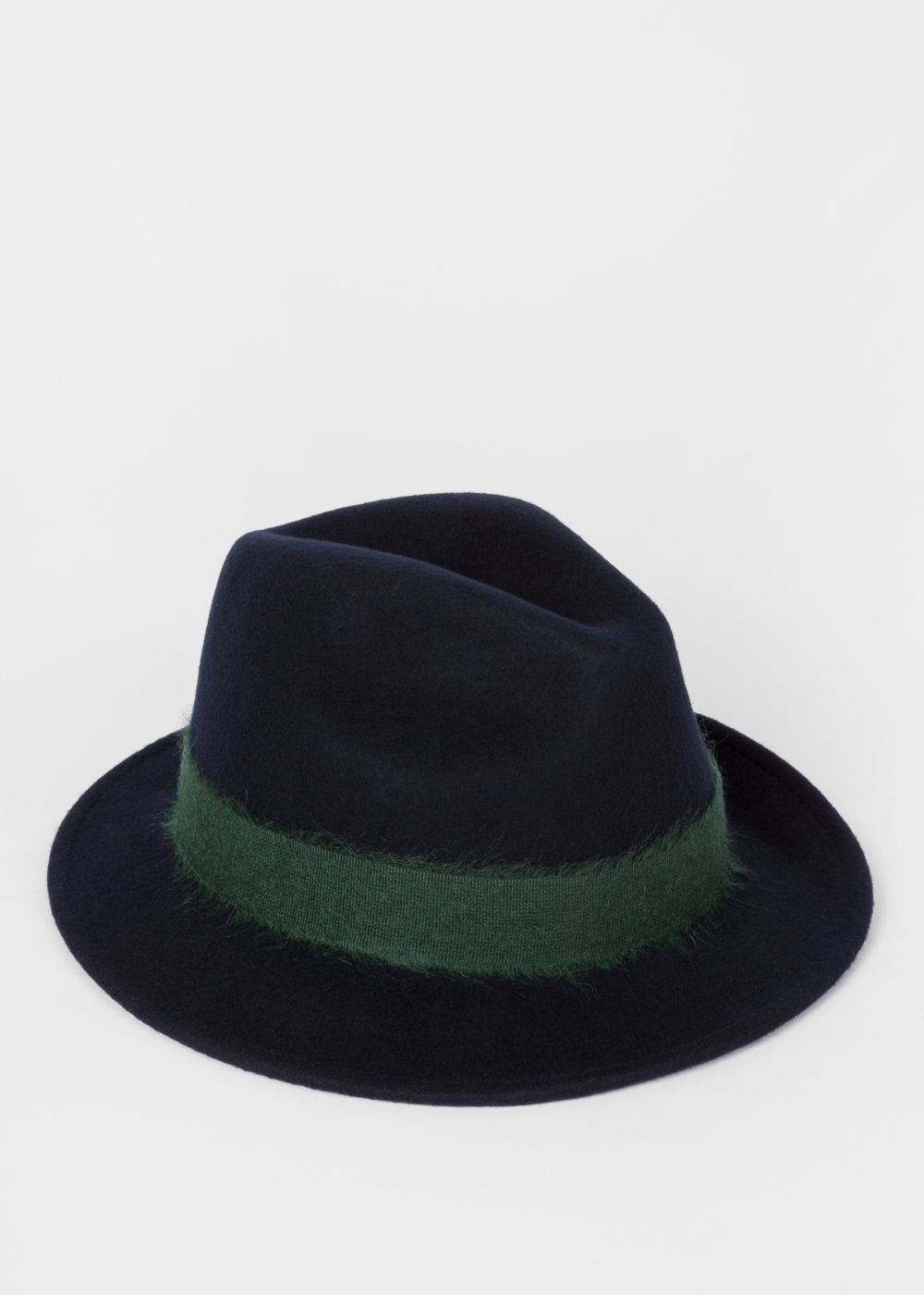 Paul Smith Men's Navy Mohair-Band Wool Trilby Caps