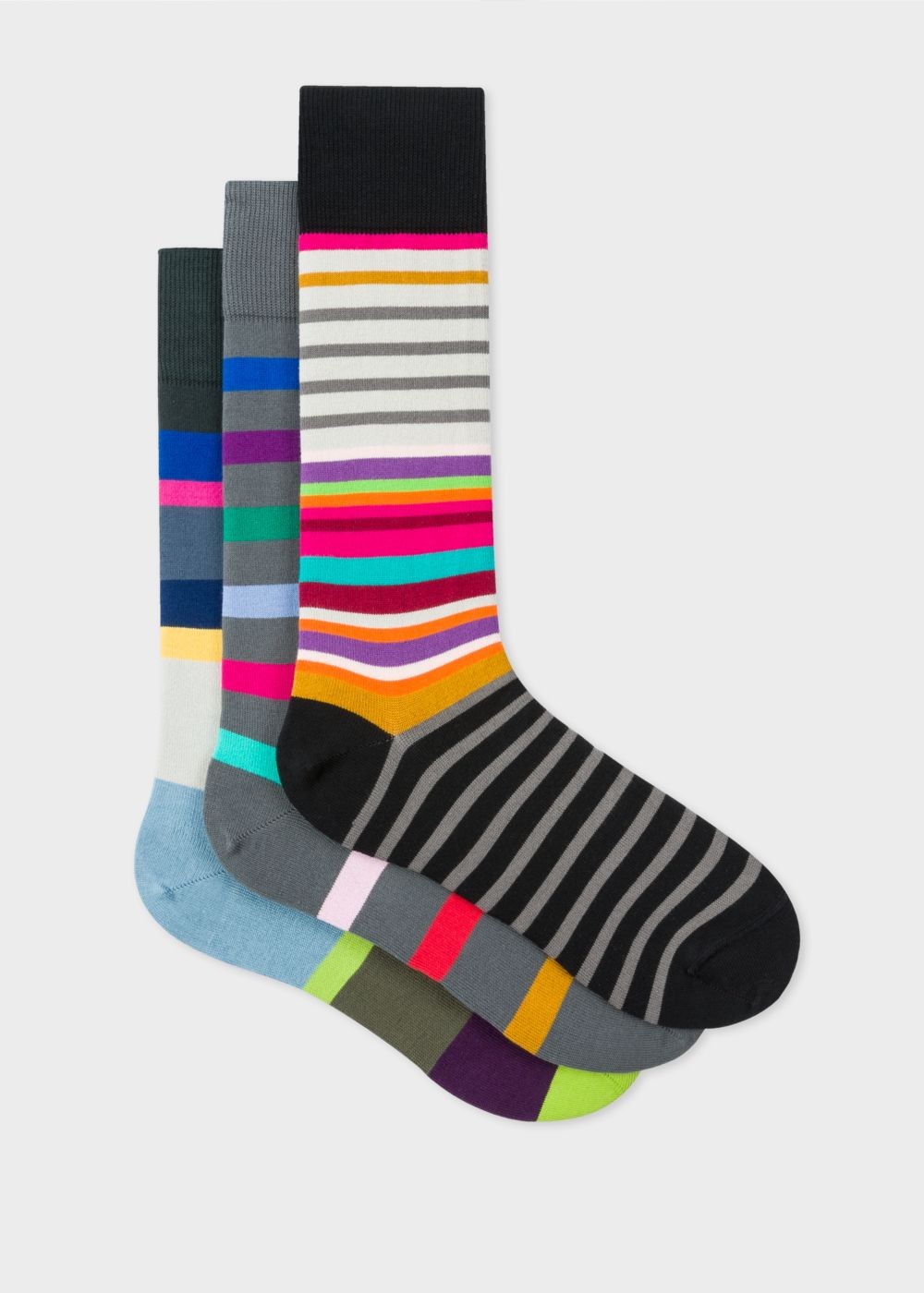 Paul Smith Men's Grey Mixed-Stripe Socks Three Pack