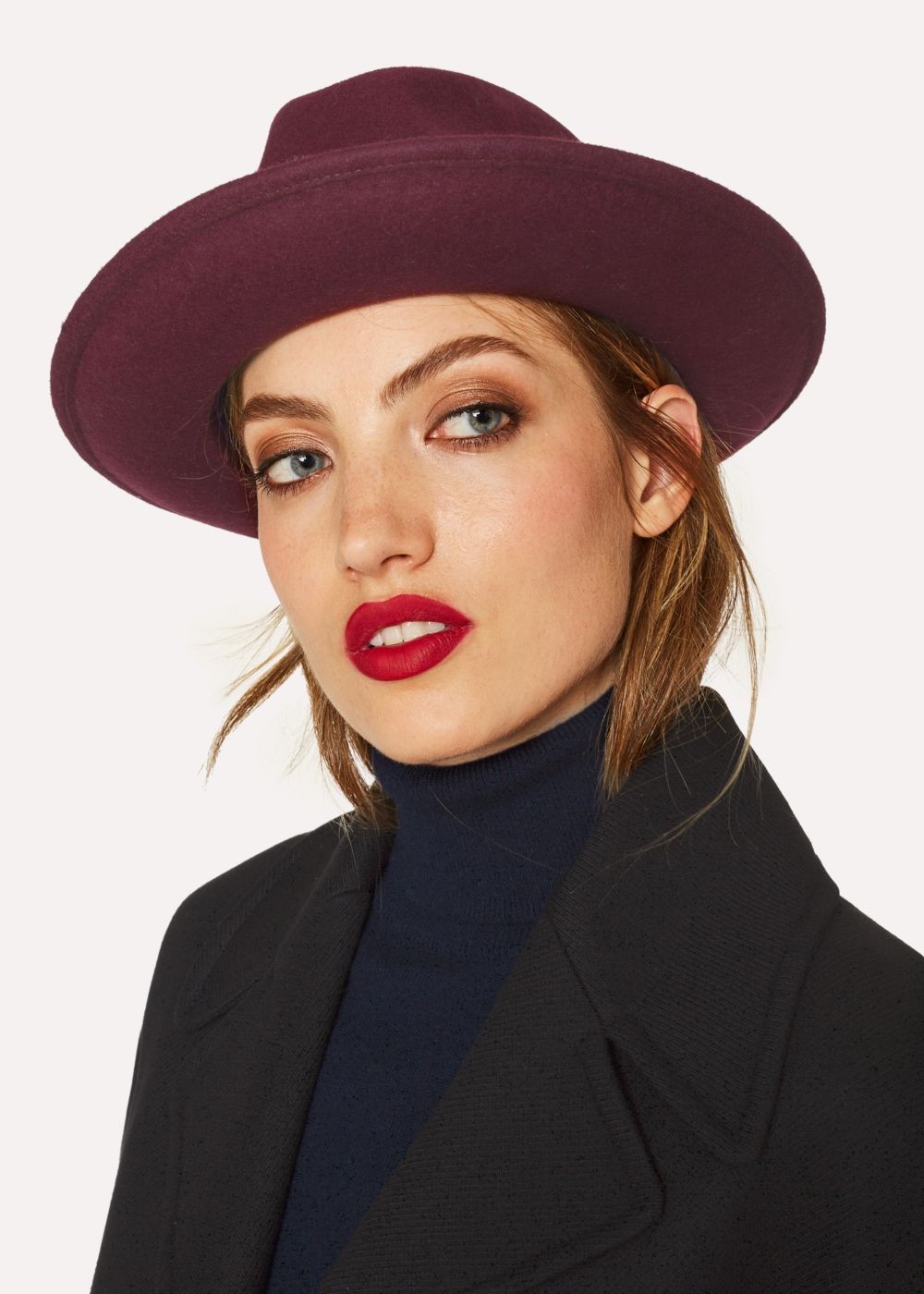 Paul Smith Lady's Burgundy Fedora Cap With 'eclipse Spot' Headband