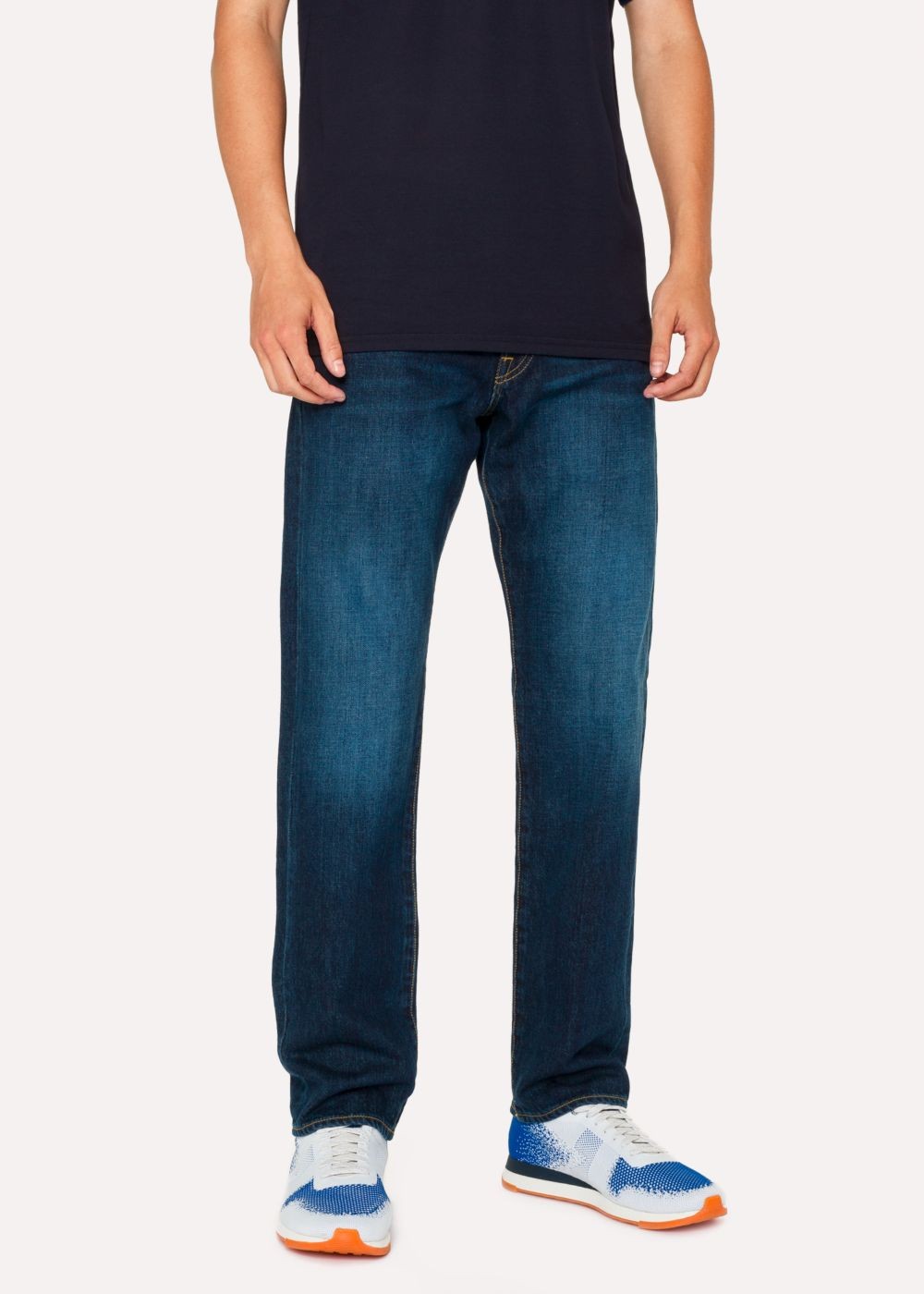 Paul Smith Men's Standard-Fit 13Oz Antique-Wash 'exclusive And Pink Selvedge' Denim Jeans