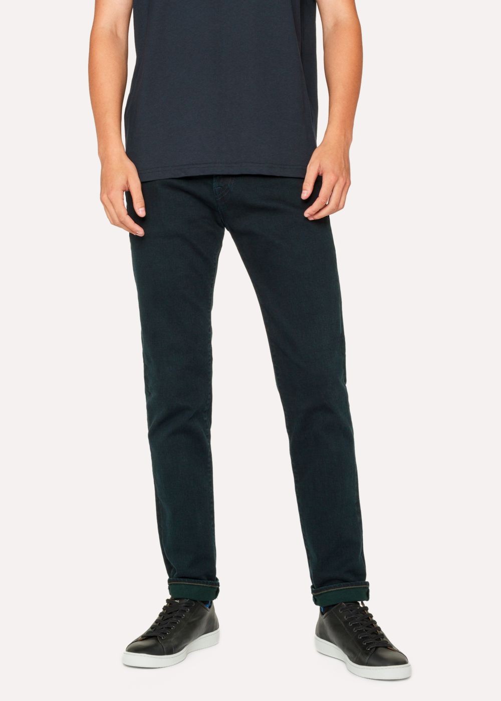 Paul Smith Mens's Slim-Standard Navy .8Oz 'super Soft Cross-Hatch' Jeans
