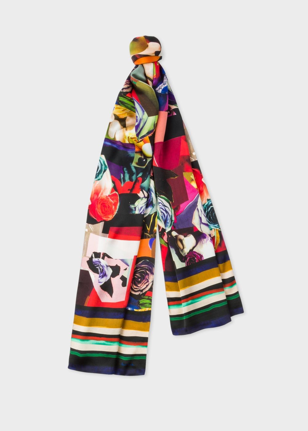 Paul Smith Men's Black 'rose Collage' Print Silk Scarf