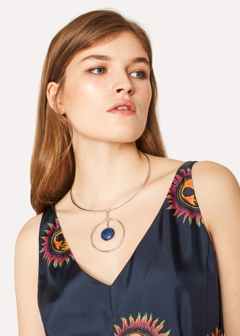 Paul Smith Rachel Entwistle + Paul Smith - Sterling Silver Loop Necklace With Blue Lapis Lazuli Stone Accessories Women