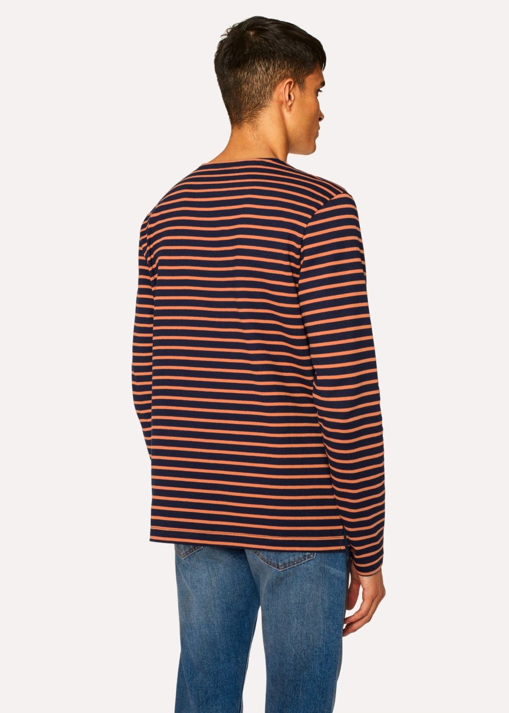 Paul Smith Men's Navy And Orange Stripe Cotton Long-Sleeve shirt
