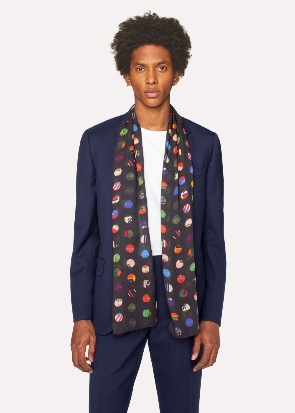 Paul Smith Men's Black 'cycle Dot' Print Modal Scarf