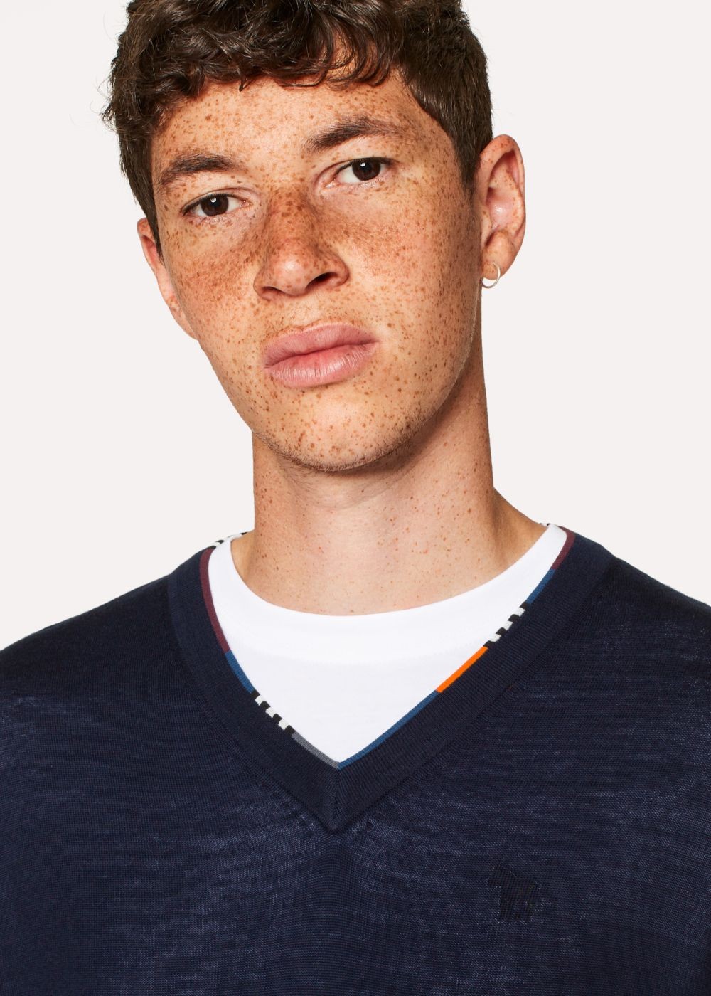 Paul Smith Men's Navy V-Neck Sweater With Contrast Detail
