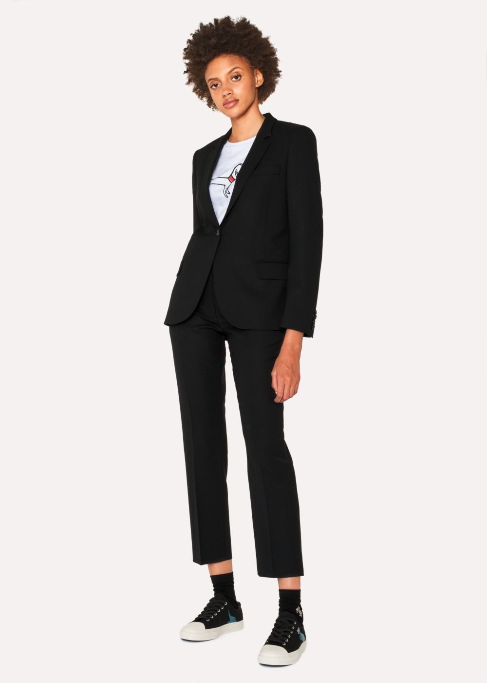 Paul Smith Womens's Slim-Fit Black Wool-Hopsack Pants