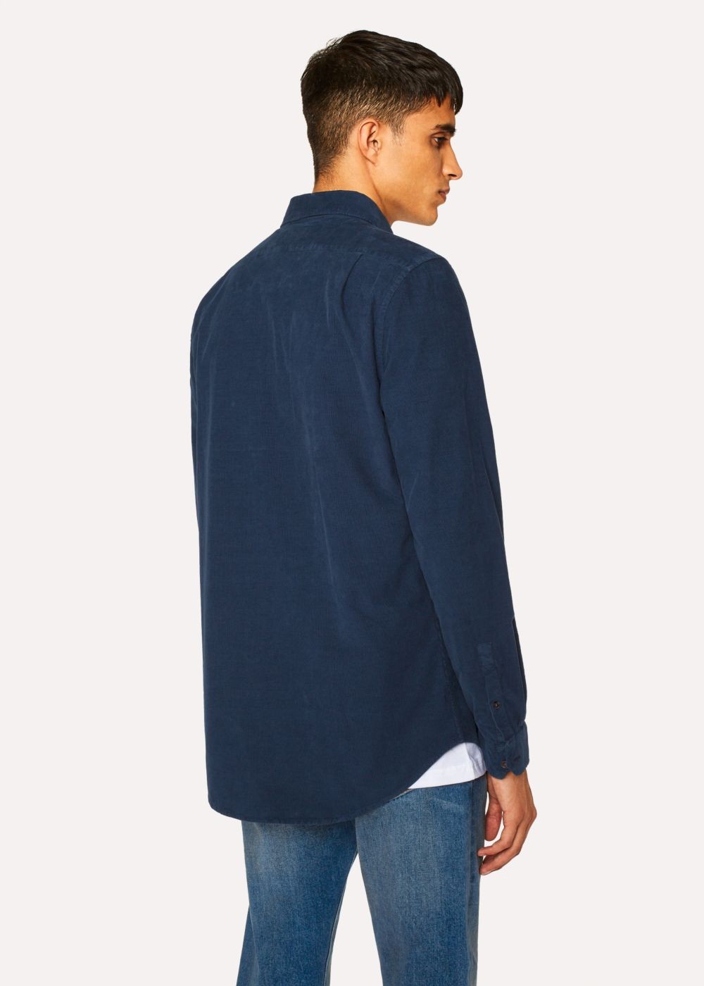 Paul Smith Mens's Tailored-Fit Navy Corduroy Tshirt