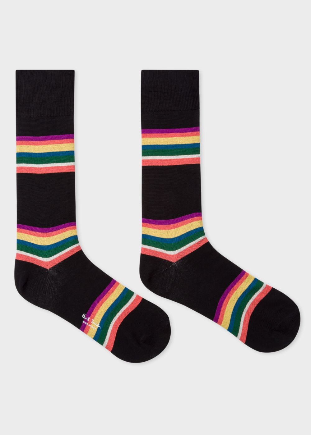 Paul Smith Mens's Black Colour-Block Stripe Socks