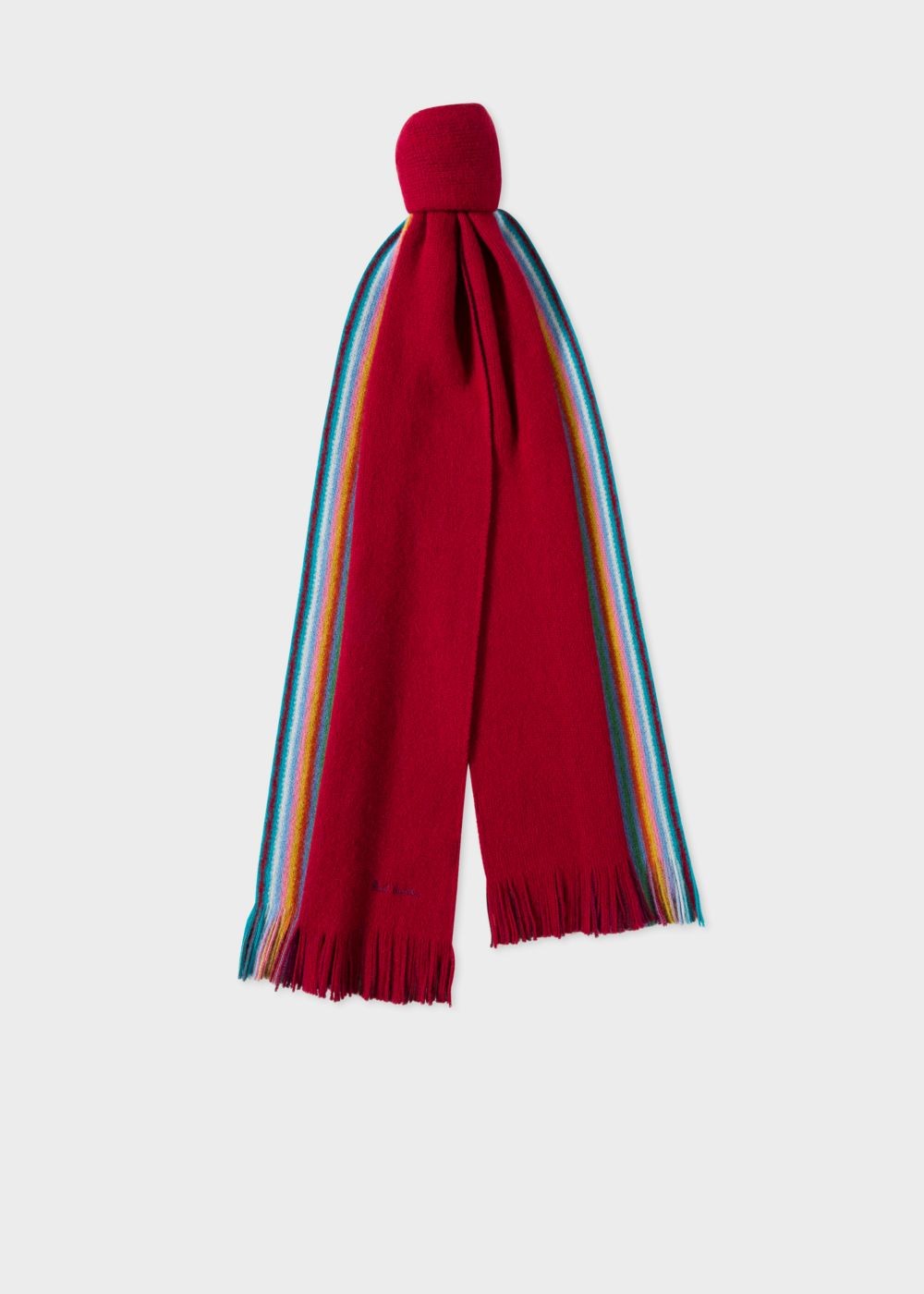 Paul Smith Men's Double-Face Red Striped-Edge Wool Scarf
