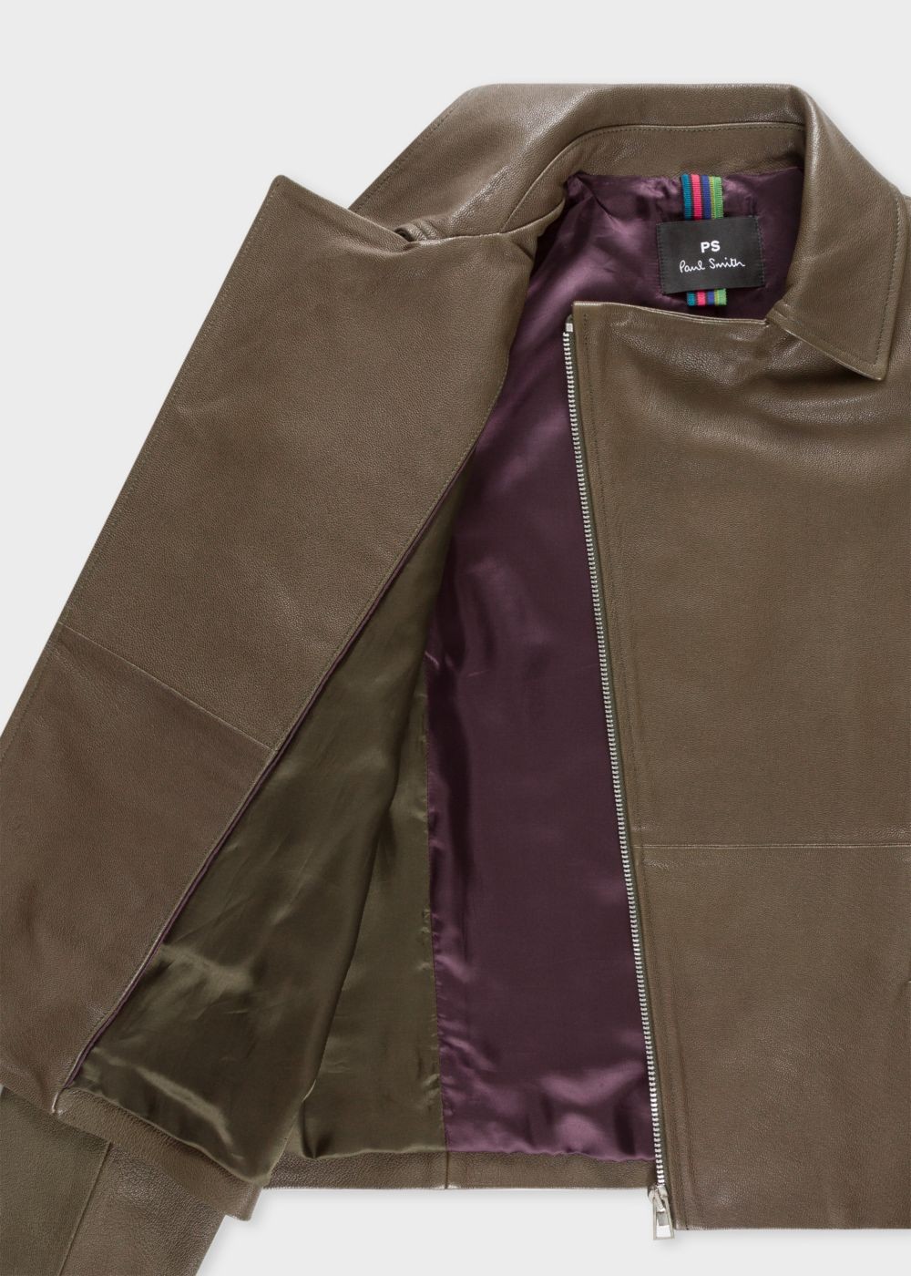 Paul Smith Womens's Khaki Leather Biker Coat