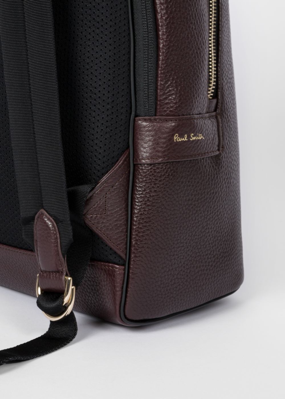 Paul Smith Men's Dark Burgundy Leather Signature Stripe Backpack