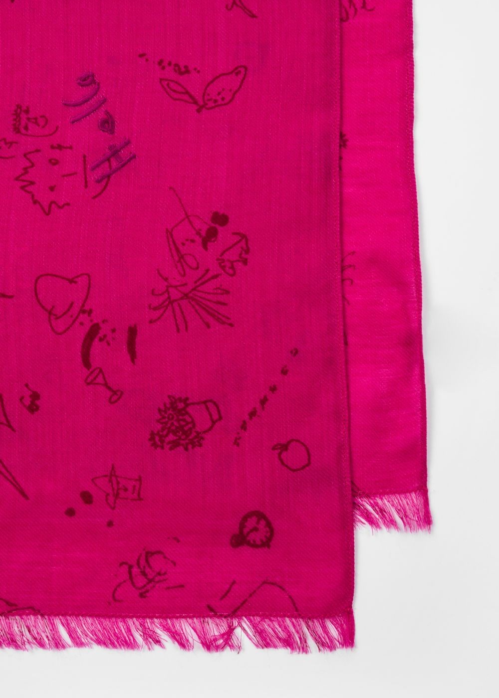 Paul Smith Women's Fuchsia 'paul's Sketchbook' Small Print Wool Scarf