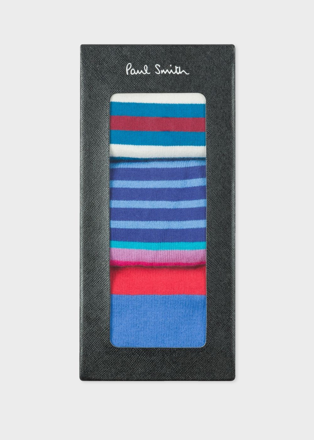 Paul Smith Mens's Blue Mixed-Stripe Socks Three Pack