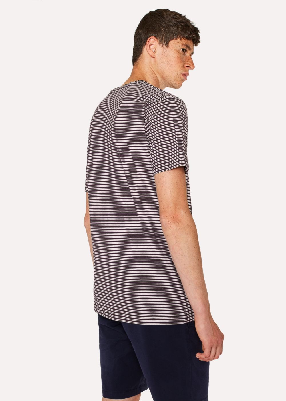 Paul Smith Mens's Aubergine Stripe Cotton Pocket Tshirt