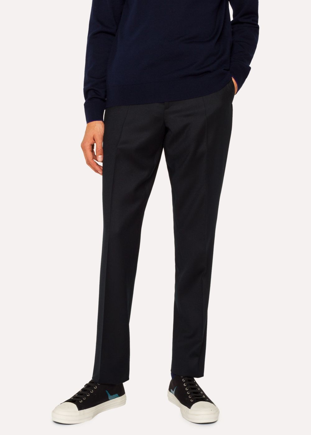 Paul Smith Men's Mid-Fit Black Wool Pants