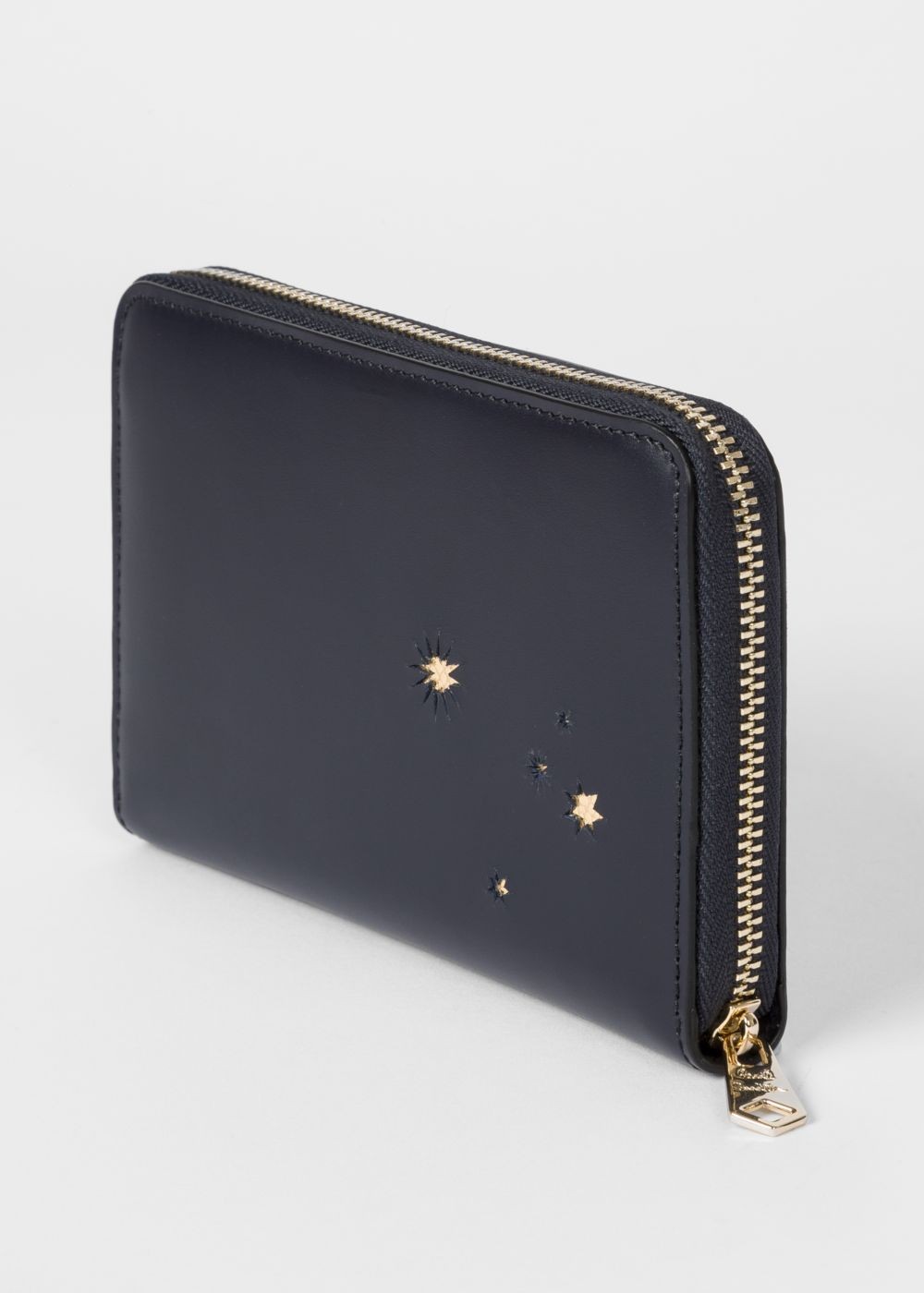 Paul Smith Lady's Navy 'gold Star' Leather Zip-Around Wallet