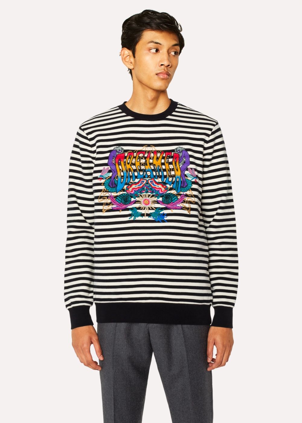 Paul Smith Men's Breton Stripe Sweatshirt With 'dreamer' Embroidery