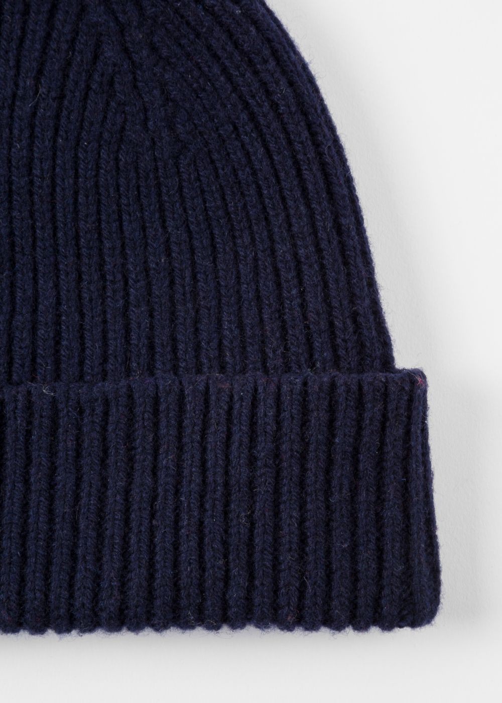 Paul Smith Mens's Navy Cashmere-Blend Ribbed Beanie Caps