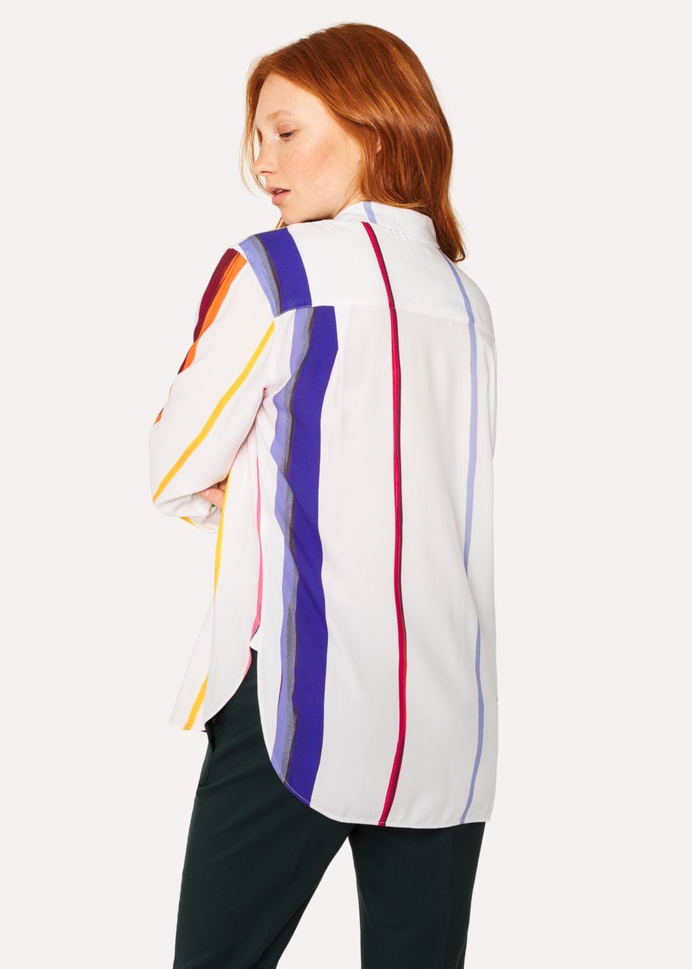 Paul Smith Women's White 'brush Stripe' Print Shirt