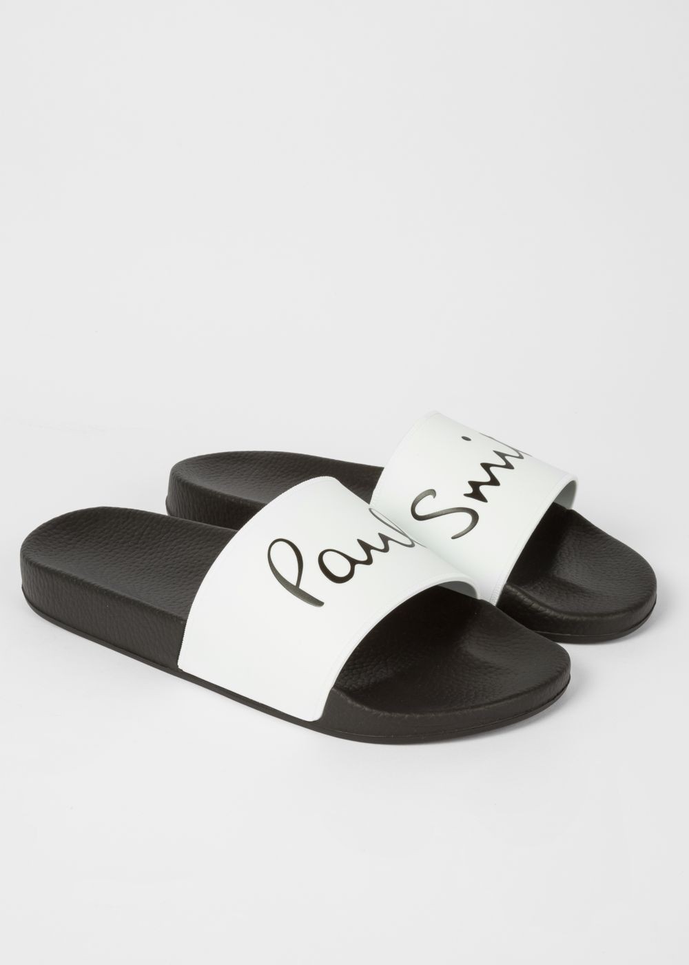 Paul Smith Men's 'ruben' Black And White Signature Slides
