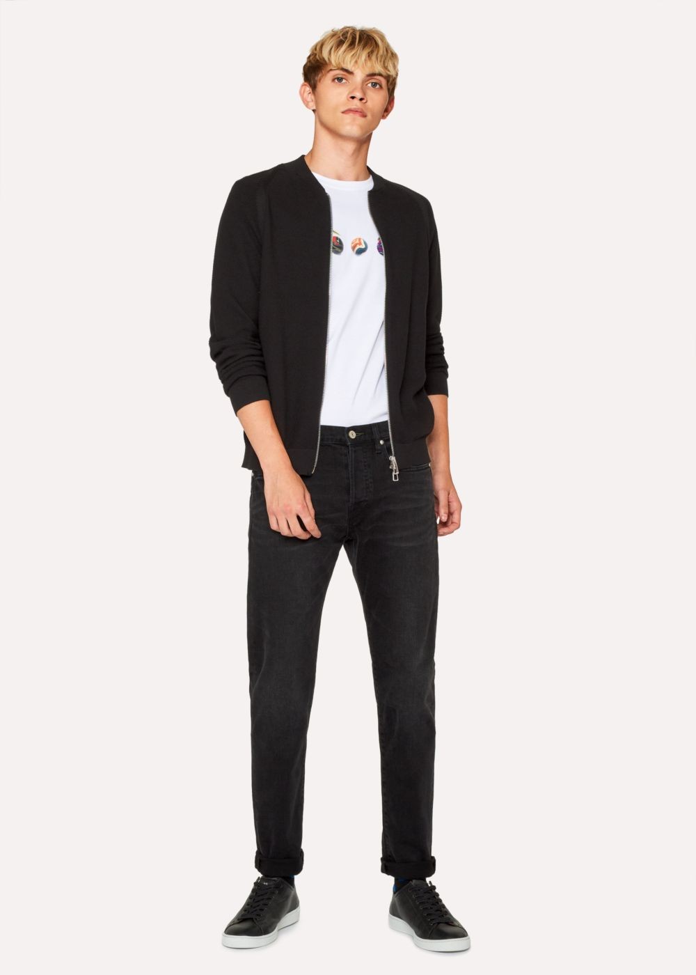 Paul Smith Men's Black Cardigan With 'cycle Stripe' Stitch Detail Clothing