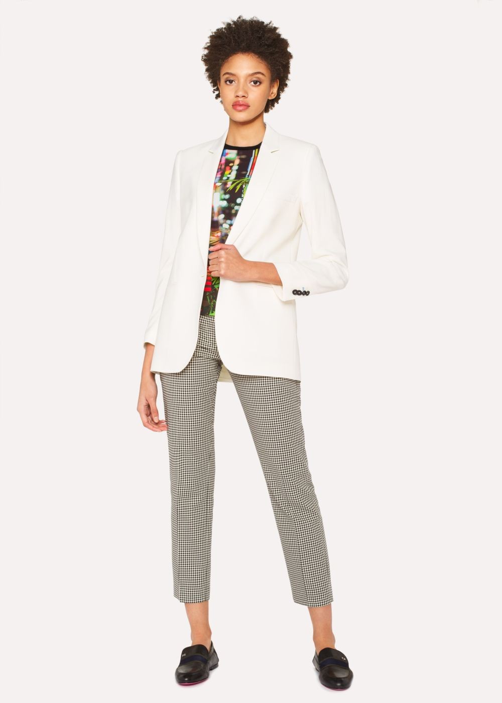 Paul Smith Women's Relaxed-Fit Cream Wool-Hopsack Blazer Clothing