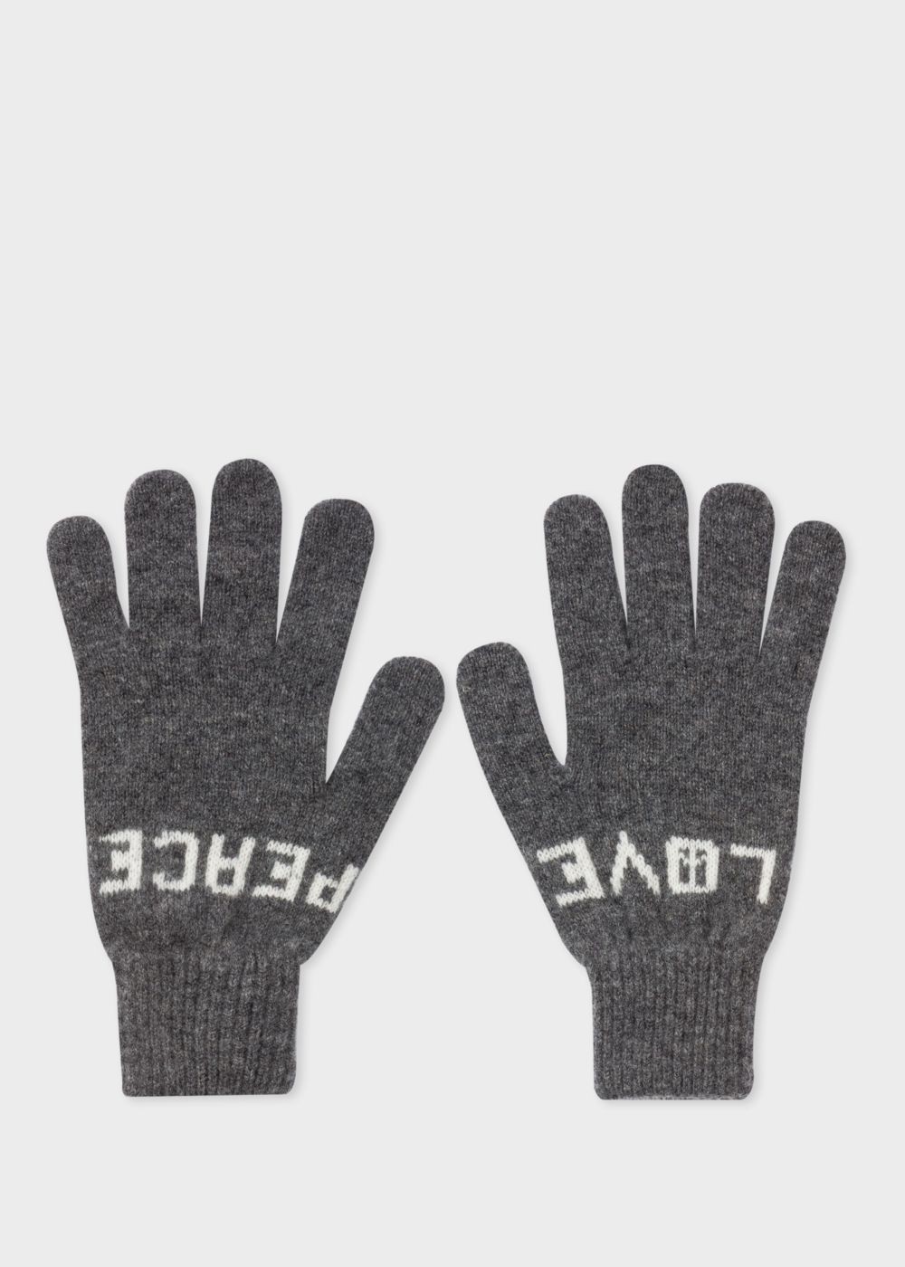 Paul Smith Men's Grey 'peace & Love' Wool Gloves