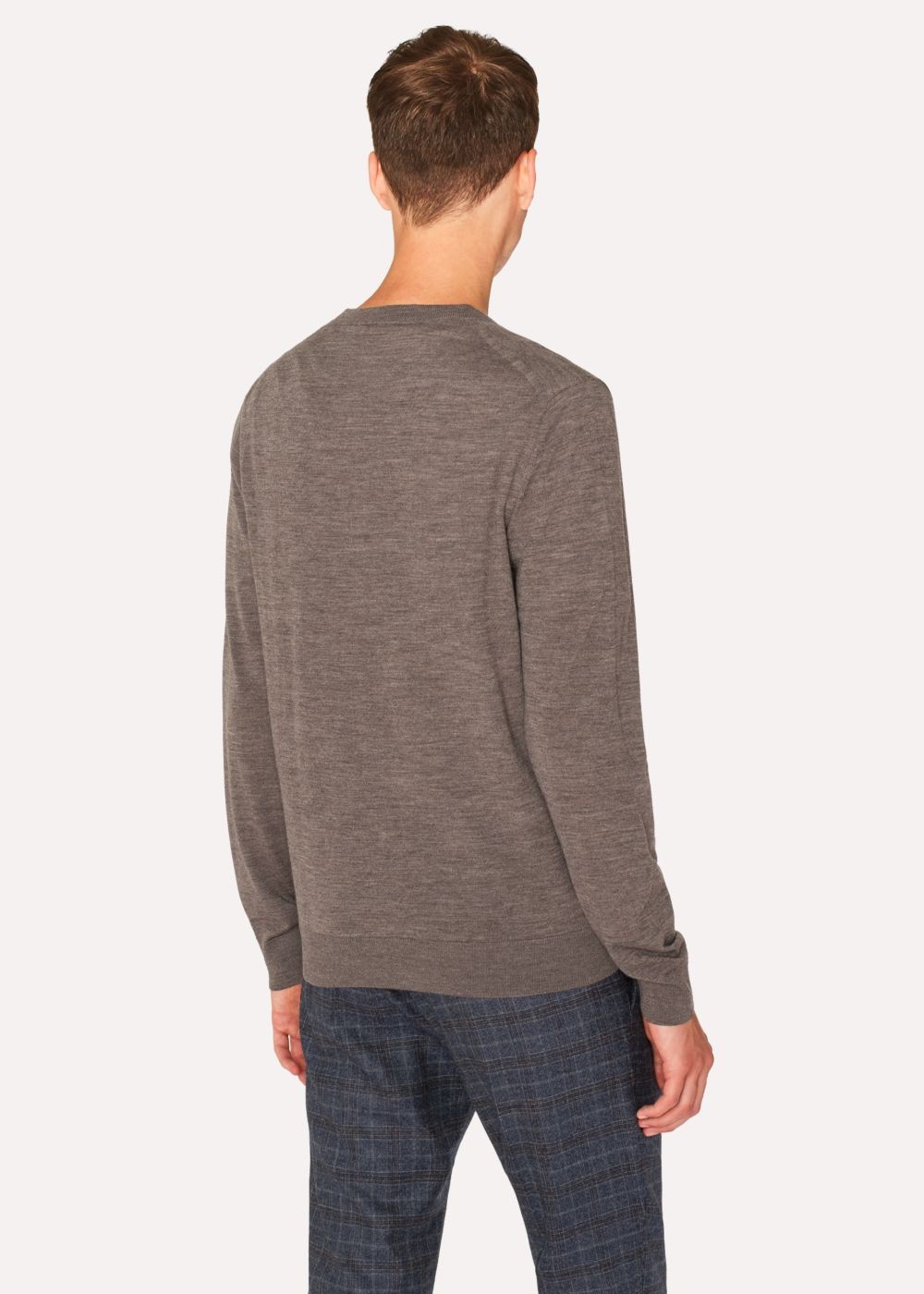 Paul Smith Mens's Dark Taupe V-Neck Merino Wool Sweater