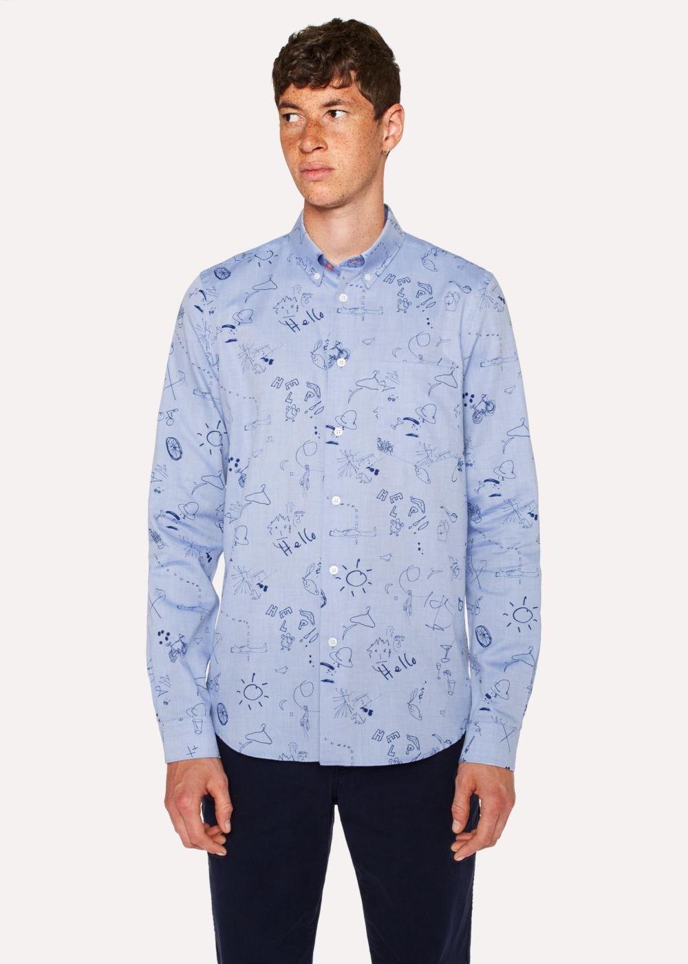 Paul Smith Mens's Tailored-Fit Blue 'paul's Sketchbook' Print Tees