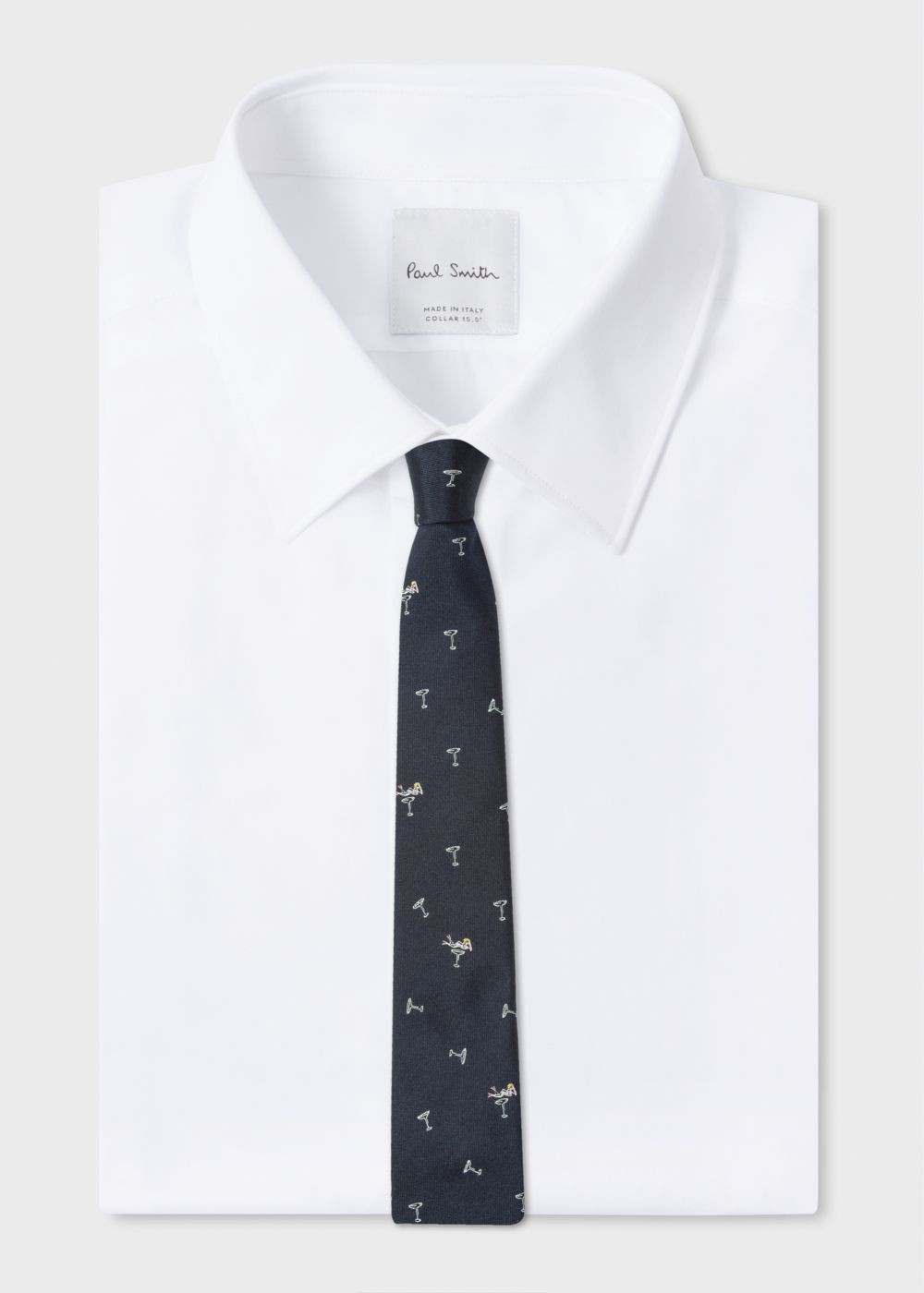 Paul Smith Men's Navy 'cocktail' Motif Narrow Silk Tie