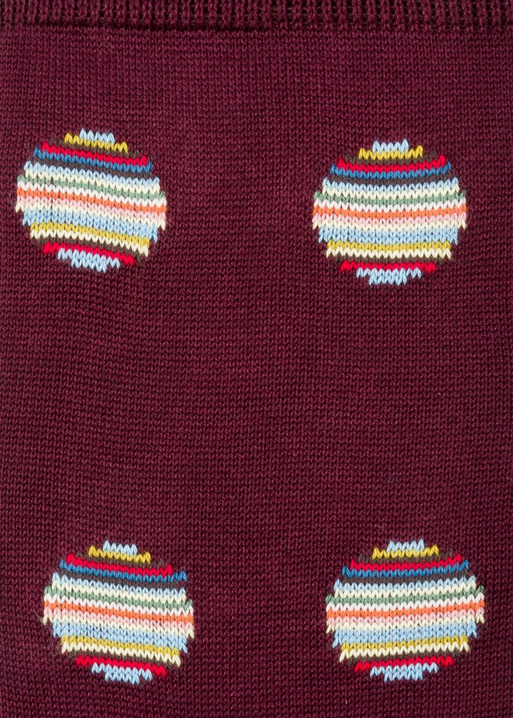 Paul Smith Men's Burgundy Polka Dot Stripe Socks