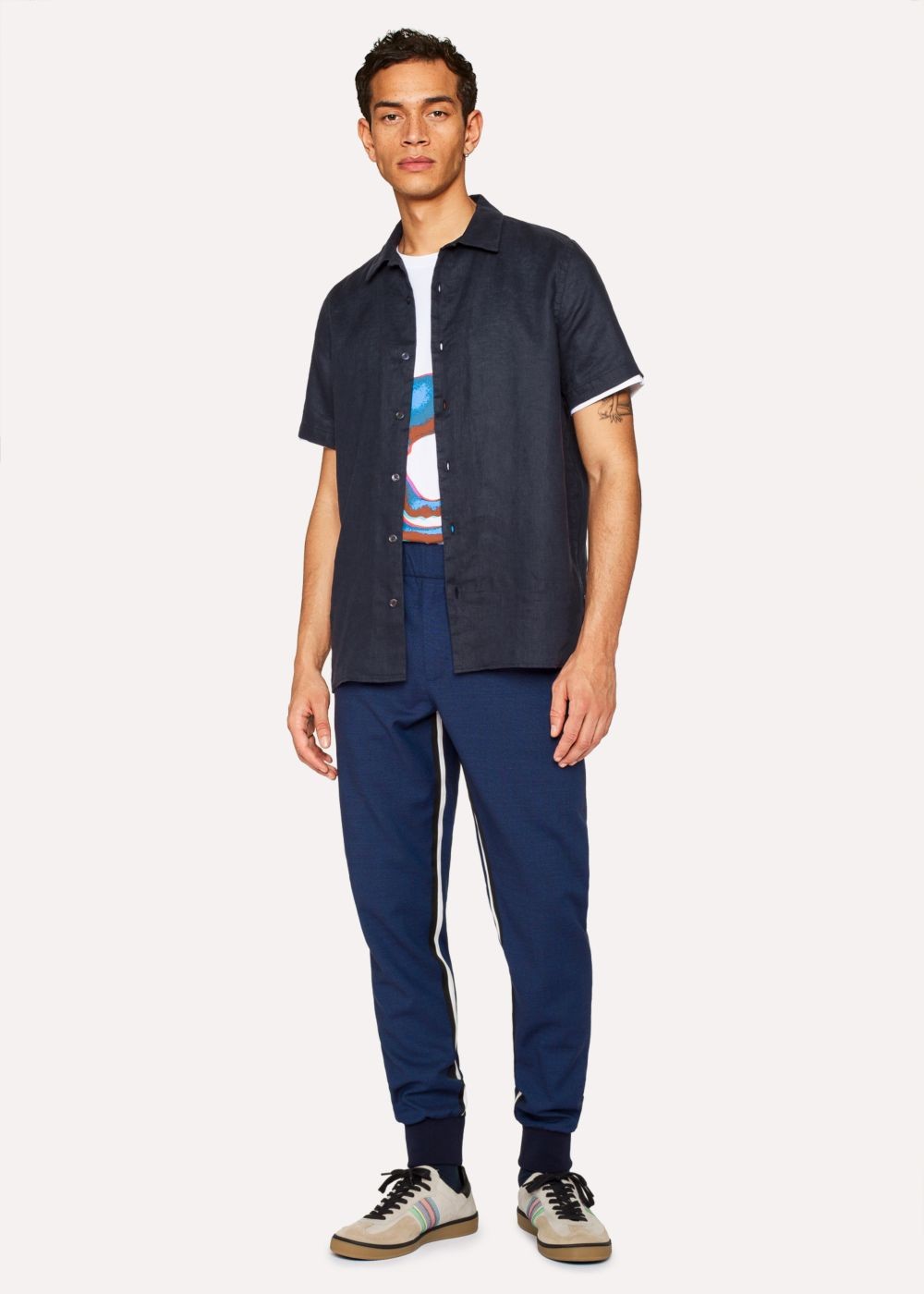 Paul Smith Men's Classic-Fit Dark Navy Linen Short-Sleeve T-Shirts