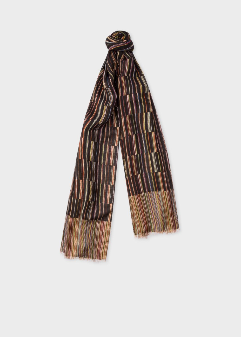 Paul Smith Men's Signature Stripe Block Pattern Scarf