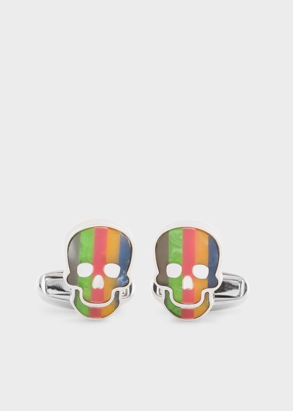 Paul Smith Men's Multi-Colour Stripe Skull Mother-Of-Pearl Cufflinks Accessories