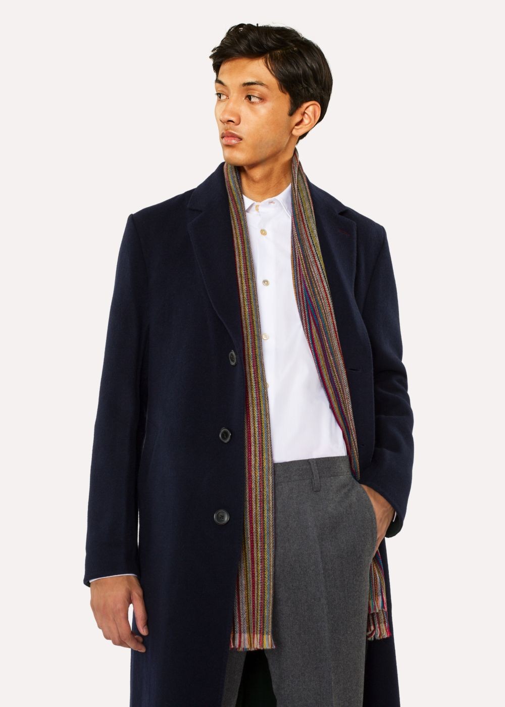 Paul Smith Men's Signature Stripe Herringbone Lambswool Scarf