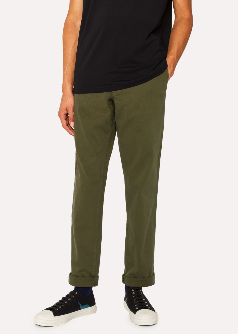 Paul Smith Men's Mid-Fit Khaki Stretch-Cotton Chinos Clothing