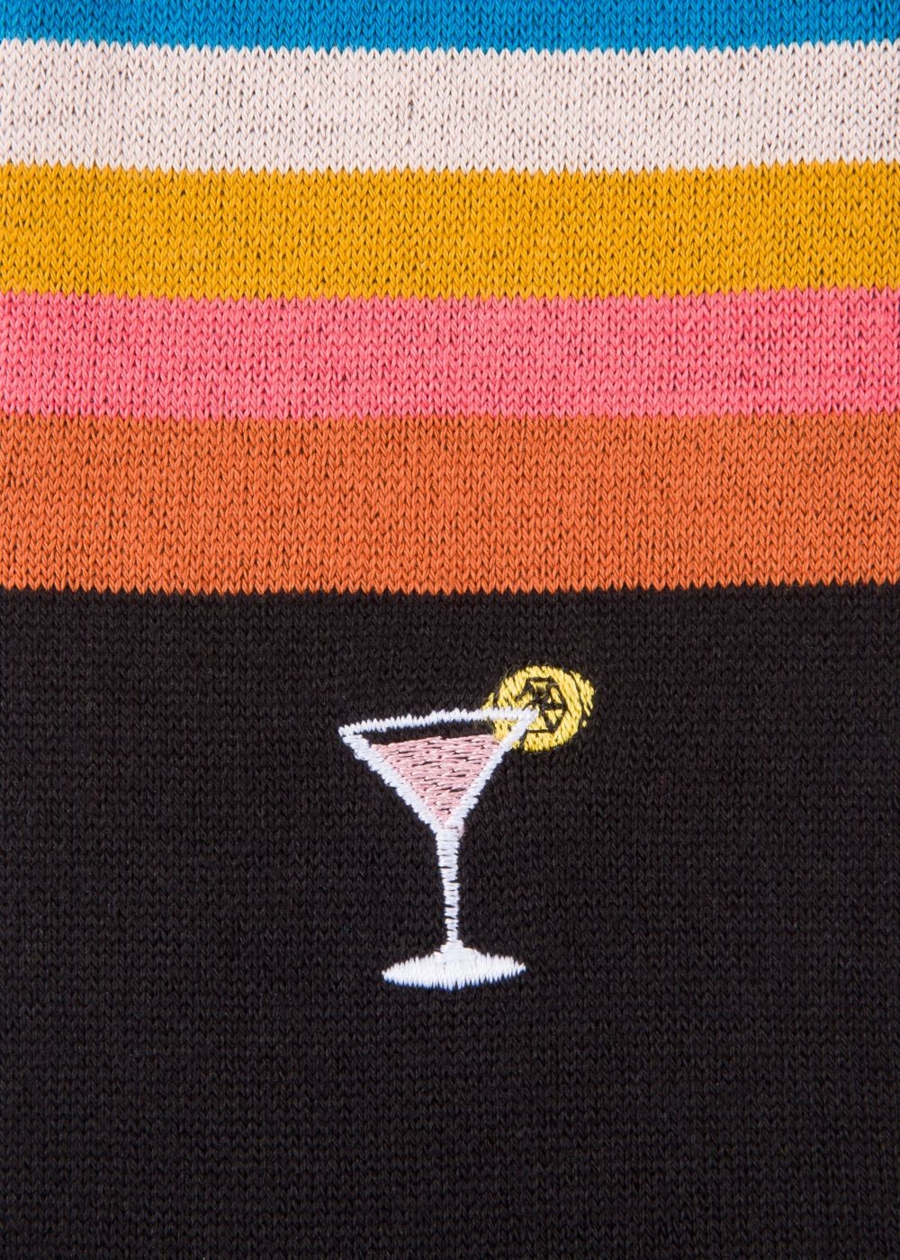 Paul Smith Men's Black 'artist Stripe' Cuff Socks With Embroidered Motif