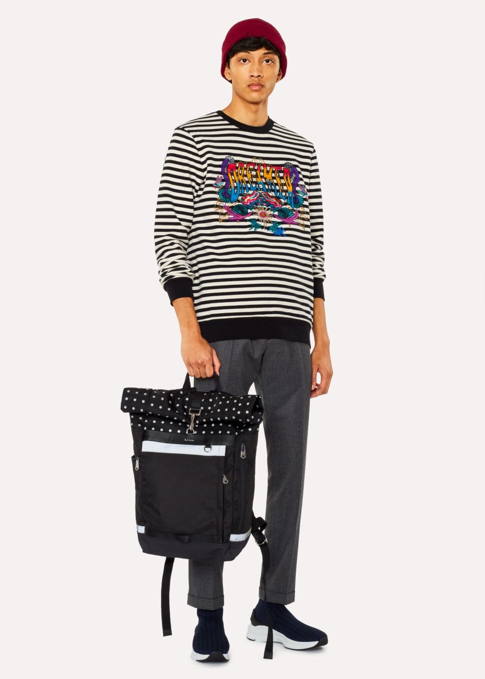 Paul Smith Men's Black Reflective Polka Dot Cycling Backpack