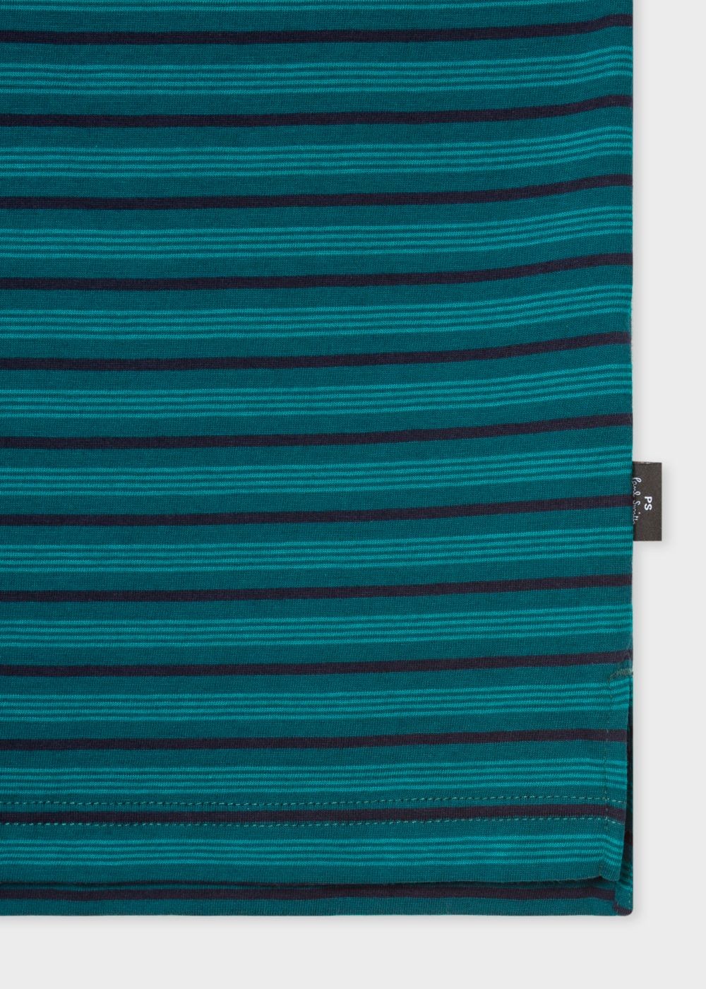 Paul Smith Men's Teal And Navy Stripe Organic-Cotton TShirts